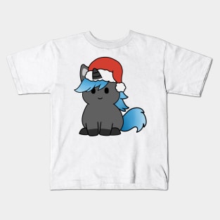 Christmas Black and Blue Unicorn Kids T-Shirt
